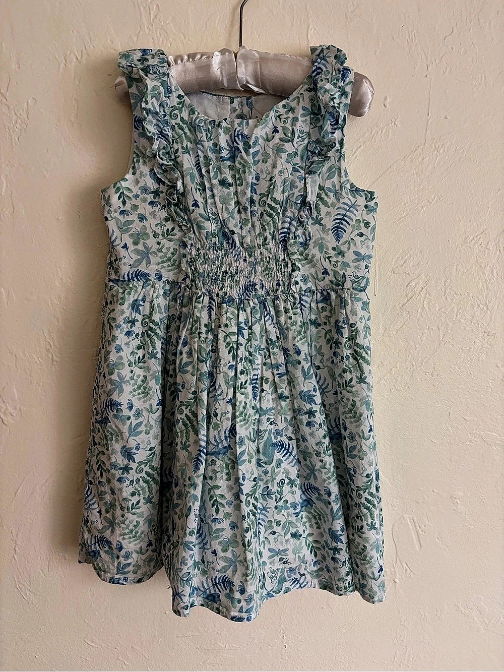 Janie and Jack Floral Casual Dress in Blue & Green Like New